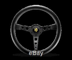 MOMO Steering Wheel Prototipo 350 Diam 39 Dish Black Lea Wht Stitch Black Spokes
