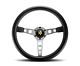 Momo Steering Wheel Prototipo 350 Diam 39 Dish Blk Lther Wht Stitch Brshd Spokes