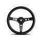 Momo Steering Wheel Prototipo 6c 350 Diam 39 Dish Blk Lther Gry St Cbn Fbr Spoke