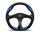 Momo Steering Wheel Quark 350 Diam 40 Dish Black Poly Blue Airlthr Black Spokes