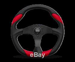 MOMO Steering Wheel Quark 350 Diam 40 Dish Black Poly Red AirLthr Black Spokes