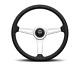 Momo Steering Wheel Retro 360 Diam 40 Dish Black Leather Wht Stitch Brshd Spokes