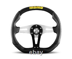 MOMO Steering Wheel Trek 350 Diam 40 Dish Blk Blk Airleather Brshd Al Spokes