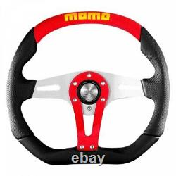 MOMO Steering Wheel Trek 350 Diameter 40 Dish Black Airleather Brushed Al Spokes
