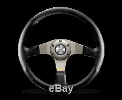 MOMO Steering Wheel Tuner 350 Diam 37 Dish Black Leather Red Stitch Anth Spokes
