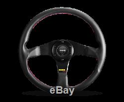 MOMO Steering Wheel Tuner 350 Diam 37 Dish Black Leather Red Stitch Black Spokes