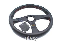 MOMO Tuner Black Steering Wheel Leather Red Stitching 350mm Genuine Brand New