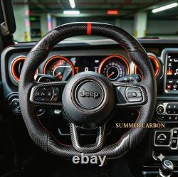 Matte Carbon Fiber Flat Steering Wheel For Jeep Wrangler JL / JT 18-25 WithHeated