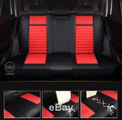 Microfiber Leather Seat Cover 5-Seats Car SUV Cushion Front+Rear+Steering Wheel