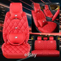 Mosaic Diamond Refined Leather Luxury Swan Car Seat Cover & Steering Wheel Cover