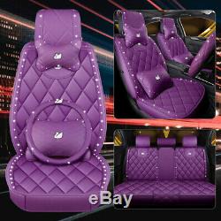 Mosaic Diamond Refined Leather Luxury Swan Car Seat Cover & Steering Wheel Cover