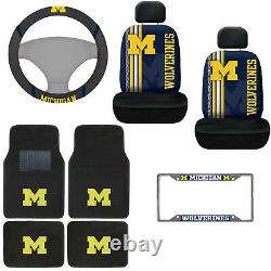 NCAA Michigan Wolverines Floor Mats Seat Covers Steering Wheel Cover 10pc Set