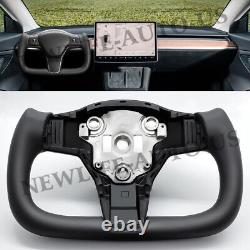 NEW Black Nappa For Tesla Model 3/Y 2017-2023 Yoke Steering Wheel witho Heating US