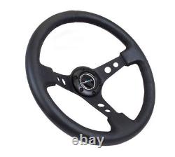NEW NRG Deep Dish Steering Wheel 350mm Black Leather Black Center RST-006BK