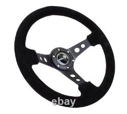 NEW NRG Deep Dish Steering Wheel 350mm Black Suede Black Center RST-006S