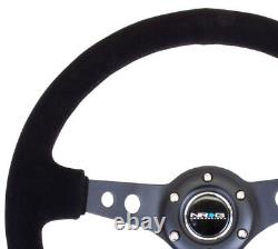 NEW NRG Deep Dish Steering Wheel 350mm Black Suede Black Center RST-006S