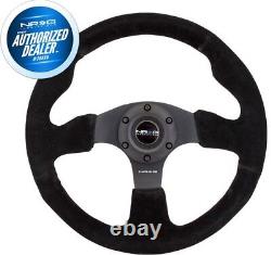 NEW NRG Innovations Race Series Steering Wheel Black Suede Black Spokes RST-012S