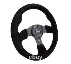 NEW NRG Innovations Race Series Steering Wheel Black Suede Black Spokes RST-012S