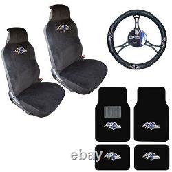 NFL Baltimore Ravens Car Truck Seat Covers Steering Wheel Cover & Floor Mats