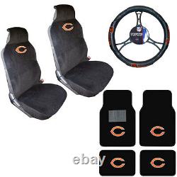 NFL Chicago Bears Car Truck Seat Covers Steering Wheel Cover & Floor Mats Set