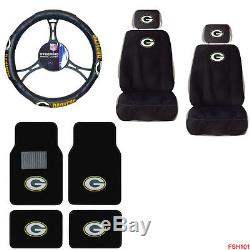 NFL Green Bay Packers Car Truck Seat Covers Steering Wheel Cover Floor Mats Set
