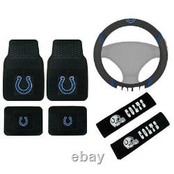 NFL Indianapolis Colts Car Truck Floor Mats Steering Wheel Cover Seat Belt Pads