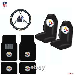 NFL Pittsburgh Steelers Car Truck Seat Covers Floor Mats Steering Wheel Cover