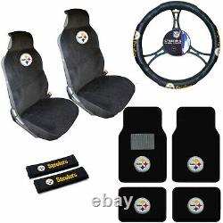 NFL Pittsburgh Steelers Car Truck Seat Covers Steering Wheel Cover & Floor Mats