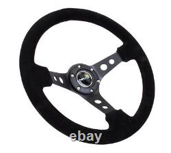 NRG 006 3 Deep Dish 350mm 13.8 Steering Wheel Black Frame / Suede RST-006S