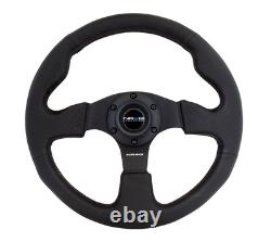 NRG Innovations Race Series Steering Wheel Black Leather Black Spokes RST-012R