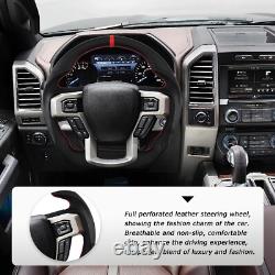 Nappa Leather Steering Wheel For Ford F150 Raptor 2015 2020 Red Stitching