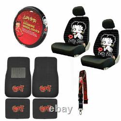 New 10pc Betty Boop Car Front Back Floor Mats Seat Covers & Steering Wheel Cover