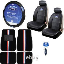 New 10pc Ford Mustang Car Truck Floor Mats Seat Covers Steering wheel Cover Set