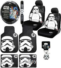 New 10pc STAR WARS Stormtrooper Car Floor Mats Seat Covers Steering Wheel Cover