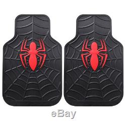New 10pc Spider-Man Car Floor Mats Seat Covers Steering Wheel Cover & Keychain