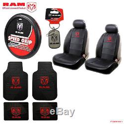 New 10pcs Dodge RAM Logo Car Truck Seat Covers Floor Mats Steering Wheel Cover