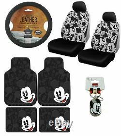 New 12pc Mickey Mouse Car Floor Mats Seat Covers & Steering Wheel Cover Gift Set