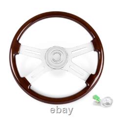 New 18INCH 4 Spoke Wood Steering Wheel For Freightliner Kenworth Peterbilt Volvo