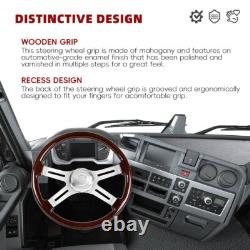 New 18INCH 4 Spoke Wood Steering Wheel For Freightliner Kenworth Peterbilt Volvo