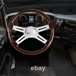 New 18INCH 4 Spoke Wood Steering Wheel For Freightliner Kenworth Peterbilt Volvo