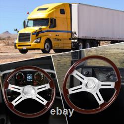 New 18INCH 4 Spoke Wood Steering Wheel For Freightliner Kenworth Peterbilt Volvo