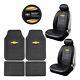 New 7pc Chevy Auto Rubber Floor Mats / Front Seat Covers Steering Wheel Cover