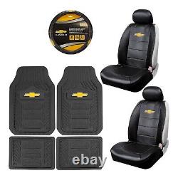 New 7pc CHEVY AUTO Rubber Floor Mats / FRONT SEAT COVERS STEERING WHEEL COVER