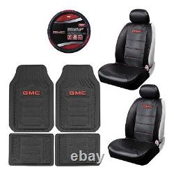 New 7pc GMC RED AUTO Rubber Floor Mats /2 SEAT COVERS/STEERING WHEEL COVER