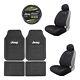 New 7pc Jeep Auto Rubber Floor Mats /2 Seat Covers/steering Wheel Cover