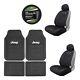 New 7pc Jeep Wrangler Auto Rubber Floor Mats /2 Seat Covers/steering Wheel Cover
