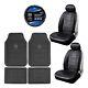 New 7pc Ram Gray Auto Rubber Floor Mats /2 Seat Covers/steering Wheel Cover
