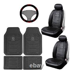New 7pc RAM SS AUTO Rubber Floor Mats / FRONT SEAT COVERS STEERING WHEEL COVER