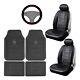 New 7pc Ram Ss Auto Rubber Floor Mats / Front Seat Covers Steering Wheel Cover