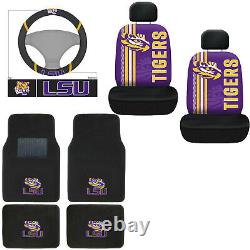 New 9PC NCAA LSU Tigers Floor Mats Seat Covers Steering Wheel Cover Set